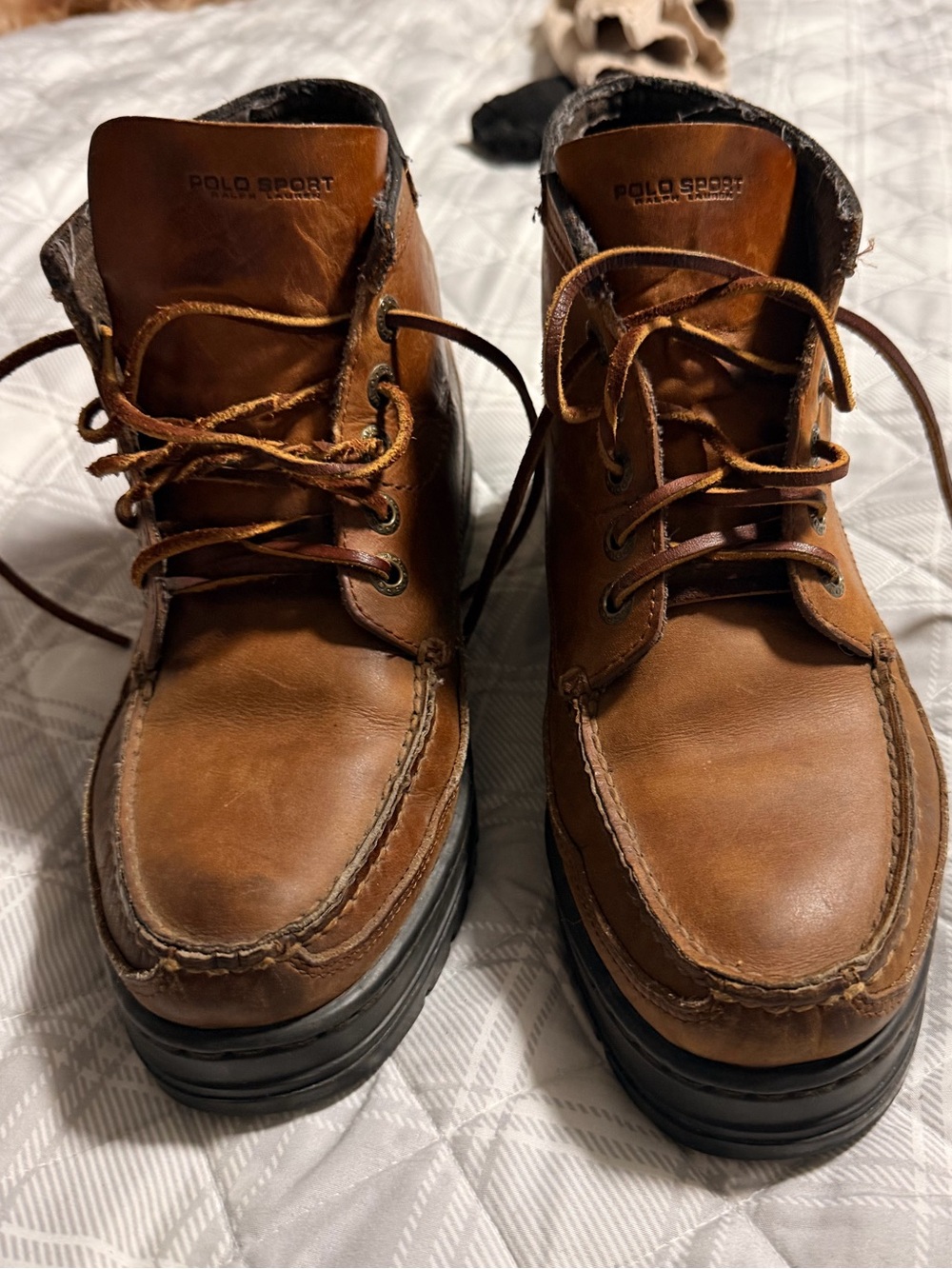 Polo by Ralph Lauren Tan Leather Lace-Up Men's Boots